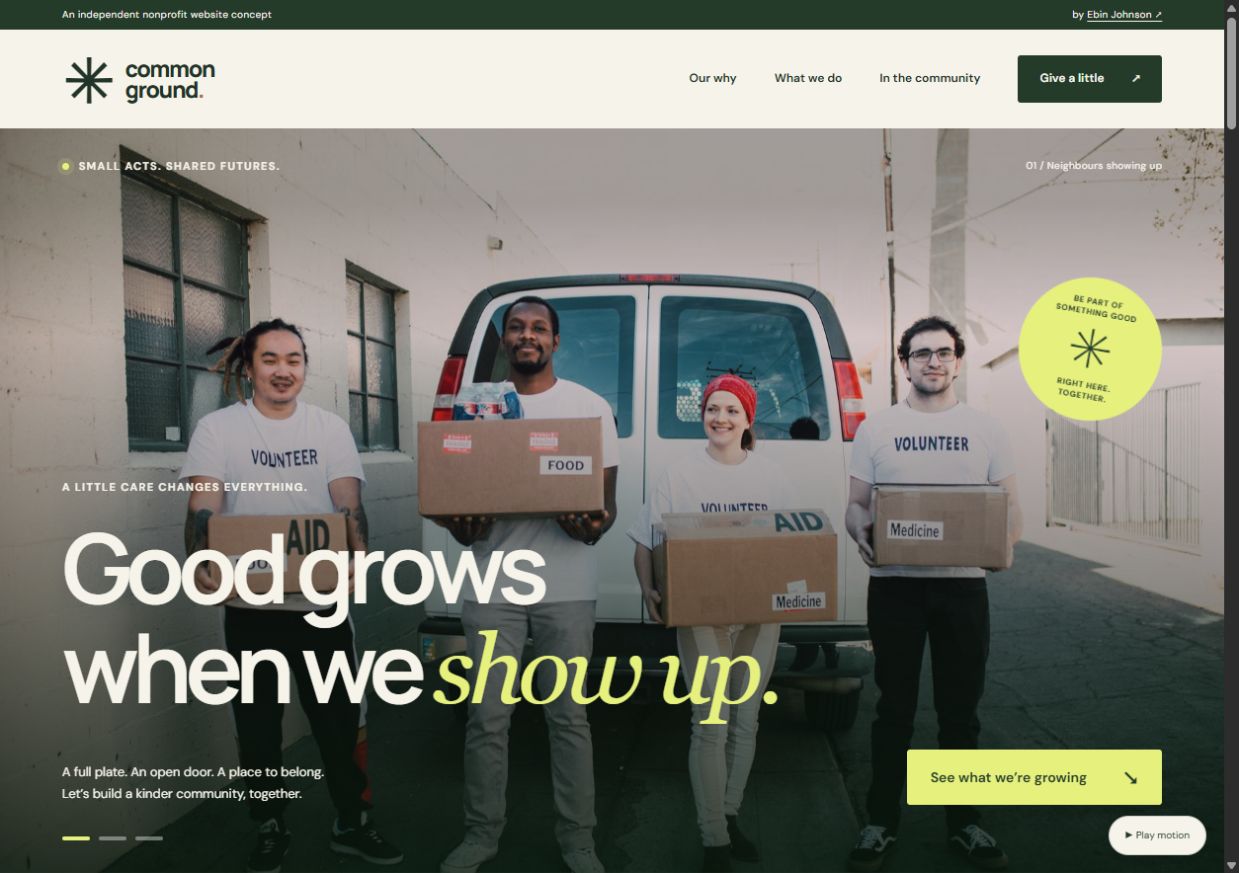Common Ground nonprofit concept — Good grows when we show up