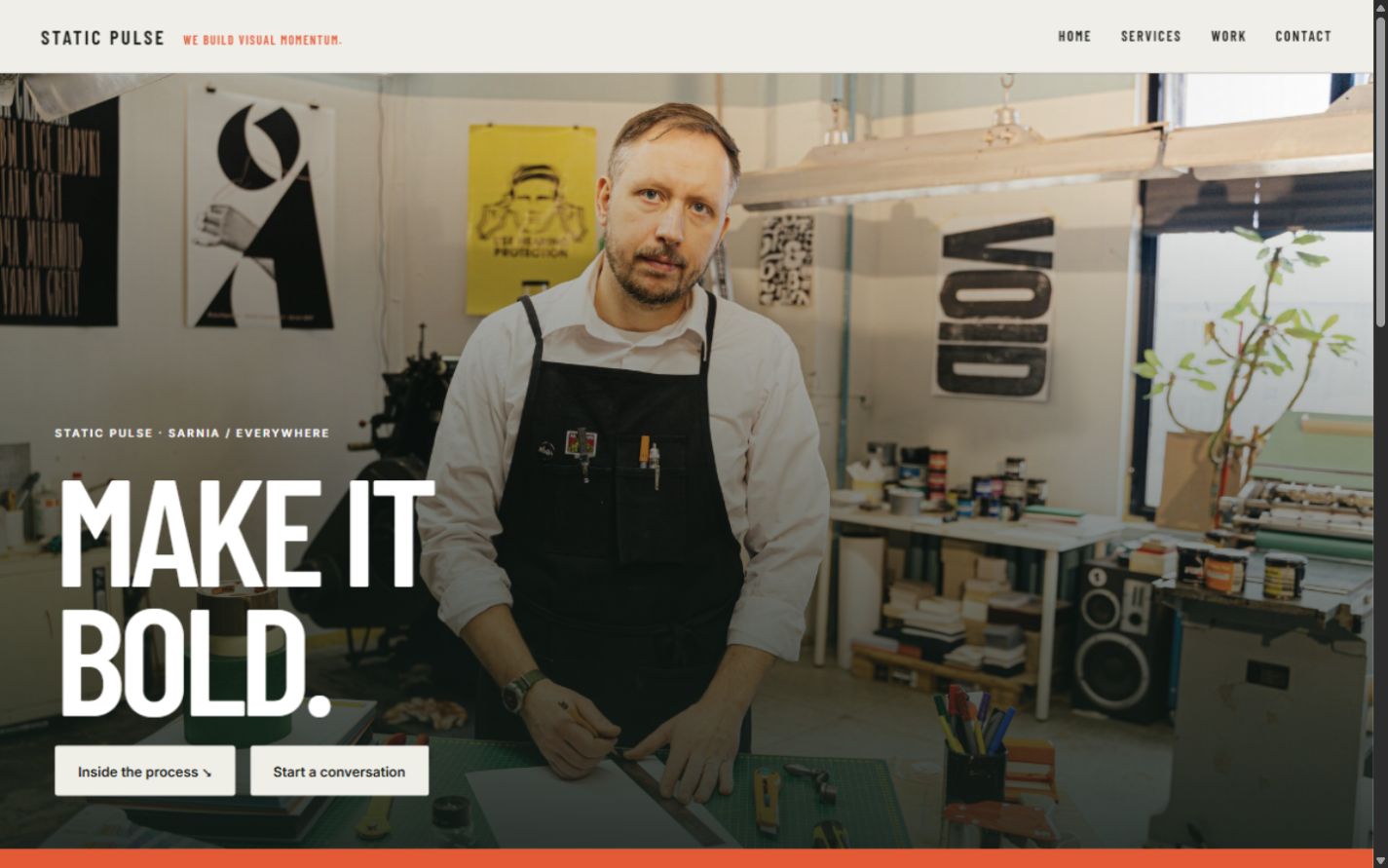 Static Pulse — photography-led concept website
