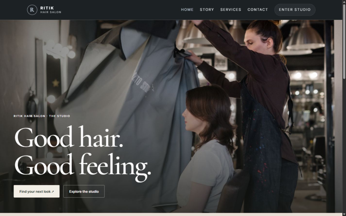 Ritik Hair Salon — photography-led concept website