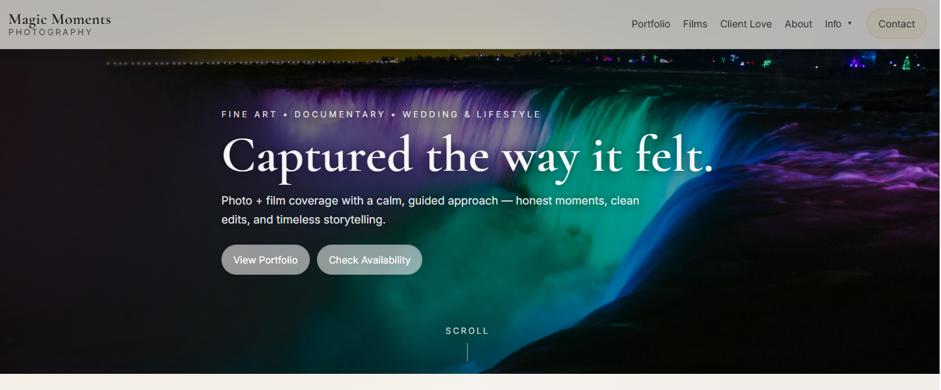 Screenshot preview of MM Photographi website